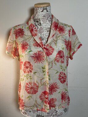 Womens Putumayo 100% Silk blouse size M